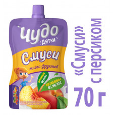 Коктейль Чудо Детки  кисломолочный йогуртный фруктовый Персик 2.1% 70г дой пак