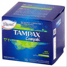 Тампоны Женские Гигиенические Tampax Compak с Аппликатором Super Duo 16 шт