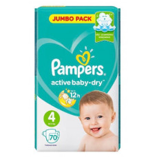 Подгузники Pampers Active Baby Maxi Джамбо Упаковка 70 шт