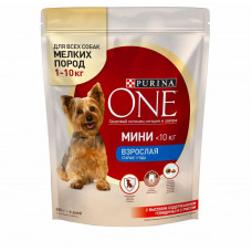 Корм One mini для взрослых собак старше года сухой говядина рис 600 гр Purina