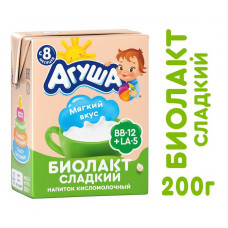 Напиток Биолакт Агуша кисло-молочный сладкий 3,2%200 гТВА
