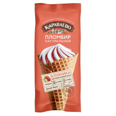 Мороженое Пломбир Клубничный в Рожке 15% 100гр Космол