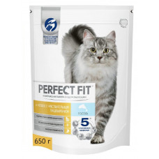 Cухой корм для взрослых кошек с чувствительным пищеварением PERFECT FIT с лососем, 650г
