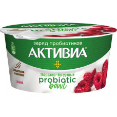 Биопродукт Активиа творожно-йогуртный обогащенный Малина 135гр 3,5% Данон