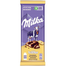 Шоколад Молочный Пористый Milka Bubbles с Бананово-йогуртовой Начинкой 92 гр