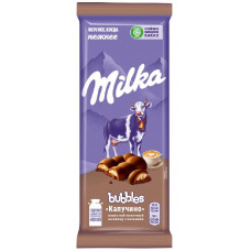 Шоколад Молочный Пористый Milka Bubbles с Начинкой со Вкусом Капучино 92 гр