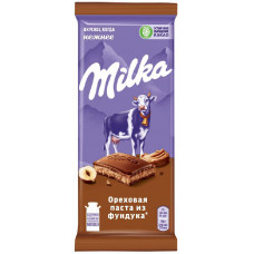 Шоколад Молочный Milka с Добавлением Ореховой Пасты из Фундука И с Дробленым Фундуком 85 гр