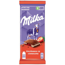 Шоколад Молочный Milka с Двухслойной Начинкой Клубничная И Сливочная 85 гр