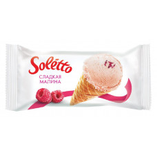Мороженое Сливочное Soletto Малина Вафельный Рожок 75гр