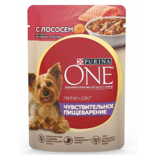 Корм Purina One mini для собак с чувствительным пищеварением с Лососем и Рисом 85 гр