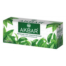 Чай АКБАР  зеленый байховый  мелкий классический 25 пак с/я