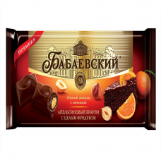 Шоколад Темный Бабаевский с Начинкой Апельсиновый Брауни и Целым Фундуком 165 Гр