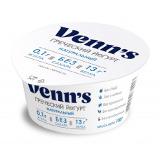 Йогурт Греческий Обезжиренный Venn`s, 0,1%, 130 гр