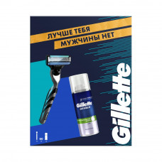 Набор Подарочный Gillette Mach3 Бритва с 1 Кассетой + Гель для Бритья Sensitive 100 мл