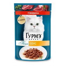 Корм Gourmet Перл для Кошек Кусочки в Подливке Говядина 75г