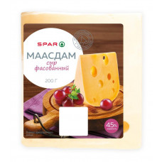 Сыр Полутвердый Маасдам 45% Премиум Spar Фасованный 200 гр