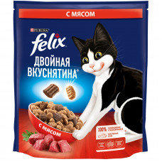 Корм Felix Двойная Вкуснятина для Кошек Сухой с Мясом 600г