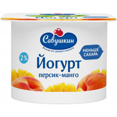Йогурт Натуральный Персик Манго 2 % Савушкин Продукт120 г