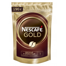Кофе Nescafe Gold Растворимый Сублимированный с Добавлением Жареного Молотого 190г м/у
