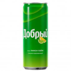 Напиток Безалкогольный Сильногазированный Ароматизированный Добрый Лимон Лайм 0,33л ж/б