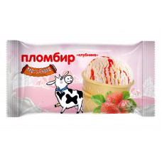 Мороженое Пломбир Пломбиркино Клубника Вафельный Стакан 12% 75 г