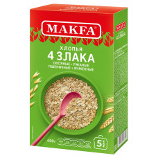 Крупа Makfa Хлопья 4 Злака (овсяные, Ржаные, Пшеничные, Ячменные) 400 гр