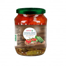 Ассорти SPAR Томаты Черри и Корнишоны Маринованные 680г ст/б