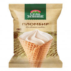 Мороженое Пломбир Село Зеленое Вафельный Рожок 110г