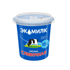 Сметана Экомилк Сливочная 15% 300г