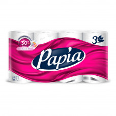 Туалетная Бумага Papia Белая 3 Слоя 8 Рулонов