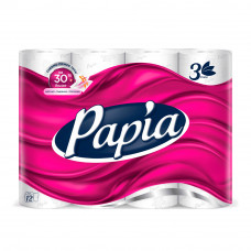 Туалетная Бумага Papia Белая 3 Слоя 12 Рулонов