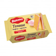 Вафли Яшкино Тонкие с Кремом с Клубничным Вкусом 144г