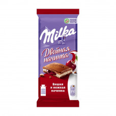 Шоколад Milka Молочный Двойная Начинка Вишня 80г