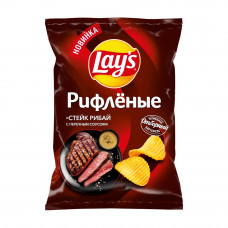 Чипсы Lays Рифленые Стейк Рибай Перечный Соус 140г