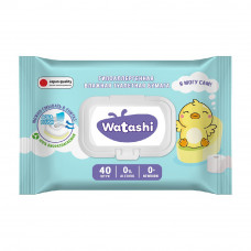 Туалетная Бумага Влажная Watashi Детская с Крышкой 0+ 40шт