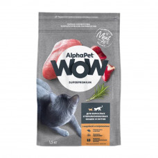Корм Сухой для Кошек Alphapet Wow Индейка Потроха 1,5кг