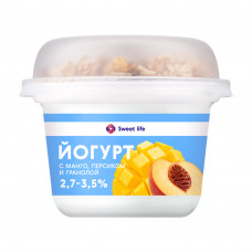 Йогурт Манго Персик Гранола Изюм 2,7-3,5% 190г Sweet Life