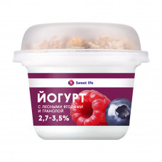 Йогурт Лесные Ягоды Гранола Изюм 2,7-3,5% 190г Sweet Life