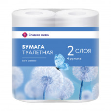 Туалетная Бумага 2 Слоя 4 Рулона Сладкая Жизнь Туалетная Бумага 2 Слоя 4 Рулона Сладкая Жизнь