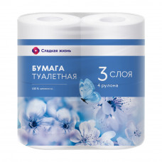 Туалетная Бумага 3 Слоя 4 Рулона Сладкая Жизнь Туалетная Бумага 3 Слоя 4 Рулона Сладкая Жизнь