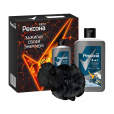 П/Н Рексона Men Гель для Душа Активный Уголь 490мл + Мочалка