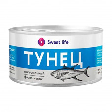 Тунец Филе-Кусок Натуральный 185г Sweet Life