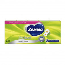 Платочки Бумажные Zemma Deluxe Ромашка 3 Слоя 10*10шт
