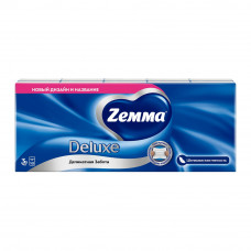 Платочки Бумажные Zemma Deluxe Белые 3 Слоя 10*10шт