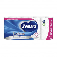 Туалетная Бумага Zemma Deluxe Белая 3 Слоя 8 Рулонов