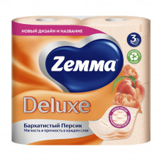 Туалетная Бумага Zemma Deluxe Персик 3 Слоя 4 Рулона