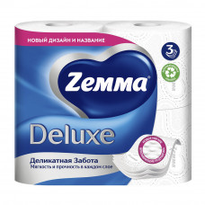 Туалетная Бумага Zemma Deluxe Белая 3 Слоя 4 Рулона