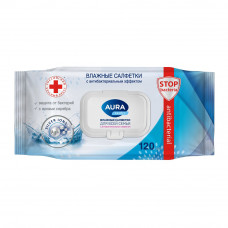 Влажные Салфетки Aura с Антибактериальным Эффектом 120шт