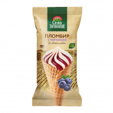 Мороженое Пломбир Село Зеленое Черника Рожок 15% 110г