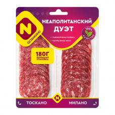 Колбаса Сырокопченая Неаполитанский Дуэт Нарезка 180г